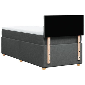 Κρεβάτι Boxspring με Στρώμα Σκούρο Γκρι 90x190 εκ. Υφασμάτινο - Pakobazaar