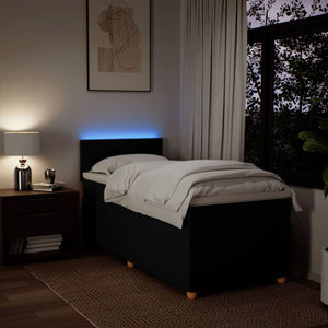 Κρεβάτι Boxspring με Στρώμα Μαύρο 90x190 εκ.Υφασμάτινο