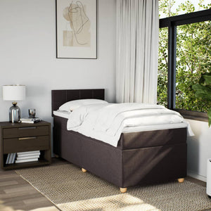 Κρεβάτι Boxspring με Στρώμα Σκούρο Καφέ 90x190 εκ. Υφασμάτινο
