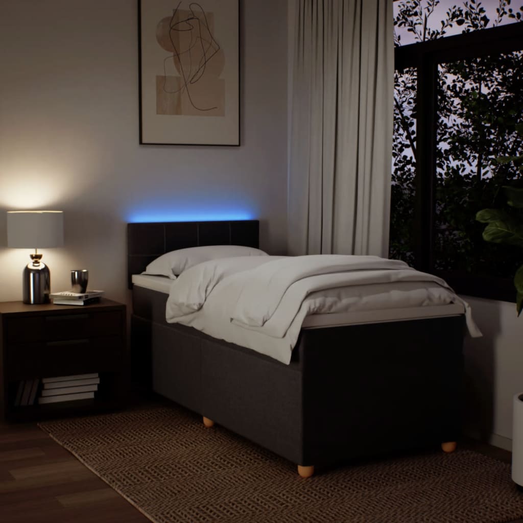 Κρεβάτι Boxspring με Στρώμα Σκούρο Καφέ 90x190 εκ. Υφασμάτινο