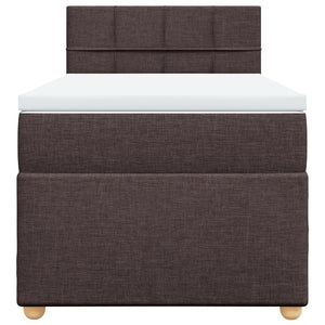 Κρεβάτι Boxspring με Στρώμα Σκούρο Καφέ 90x190 εκ. Υφασμάτινο