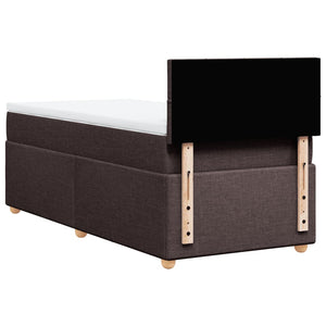 Κρεβάτι Boxspring με Στρώμα Σκούρο Καφέ 90x190 εκ. Υφασμάτινο