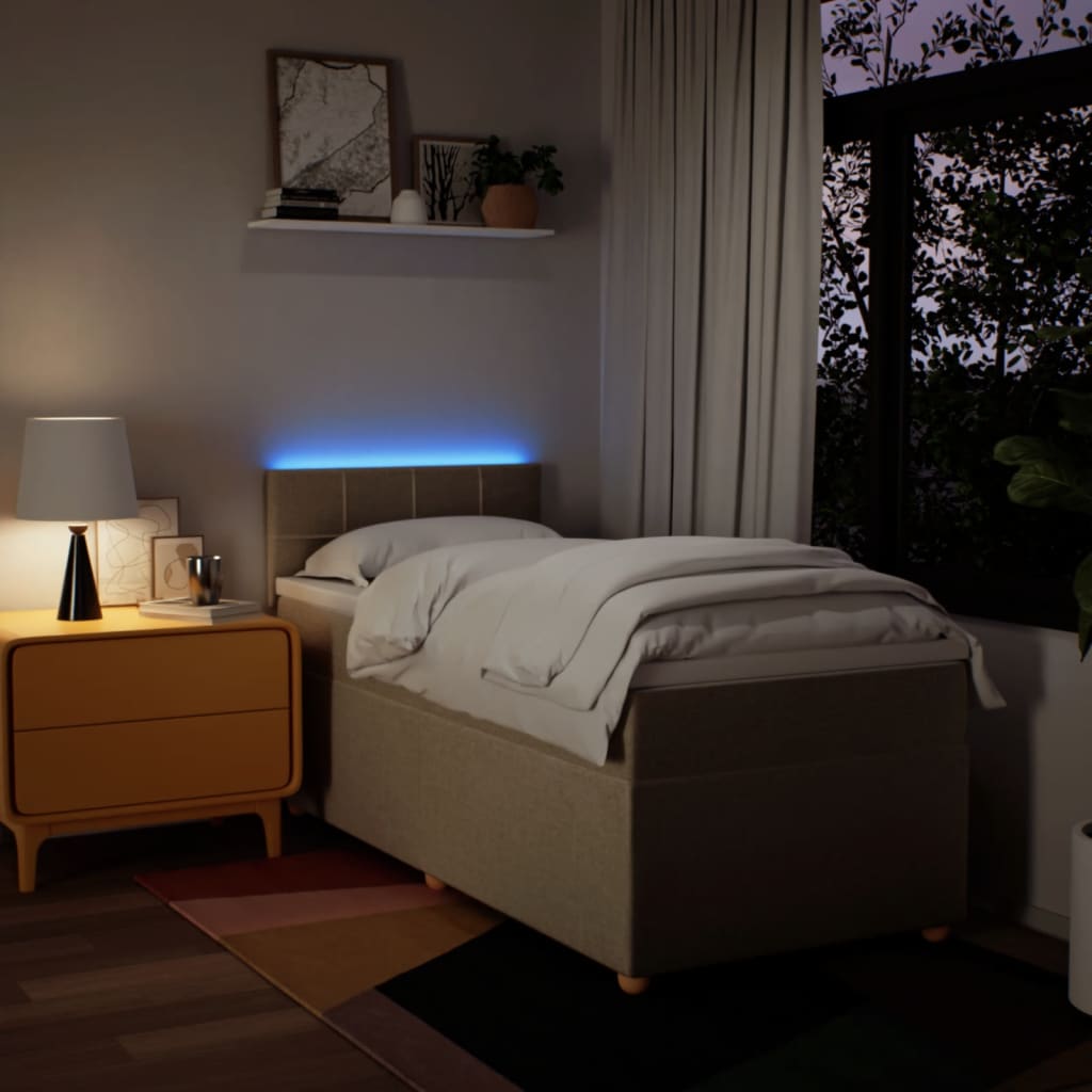 Κρεβάτι Boxspring με Στρώμα Κρεμ 90x190 εκ.Υφασμάτινο - Pakobazaar