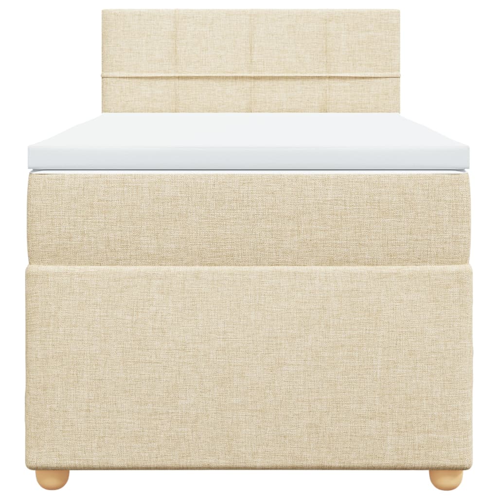 Κρεβάτι Boxspring με Στρώμα Κρεμ 90x190 εκ.Υφασμάτινο - Pakobazaar