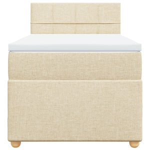 Κρεβάτι Boxspring με Στρώμα Κρεμ 90x190 εκ.Υφασμάτινο - Pakobazaar