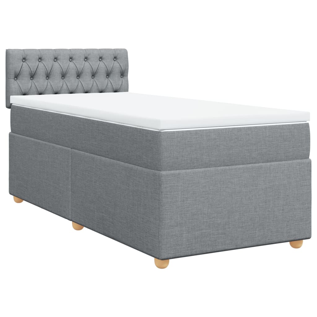 Κρεβάτι Boxspring με Στρώμα Ανοιχτό Γκρι 90x190 εκ. Υφασμάτινο - Pakobazaar