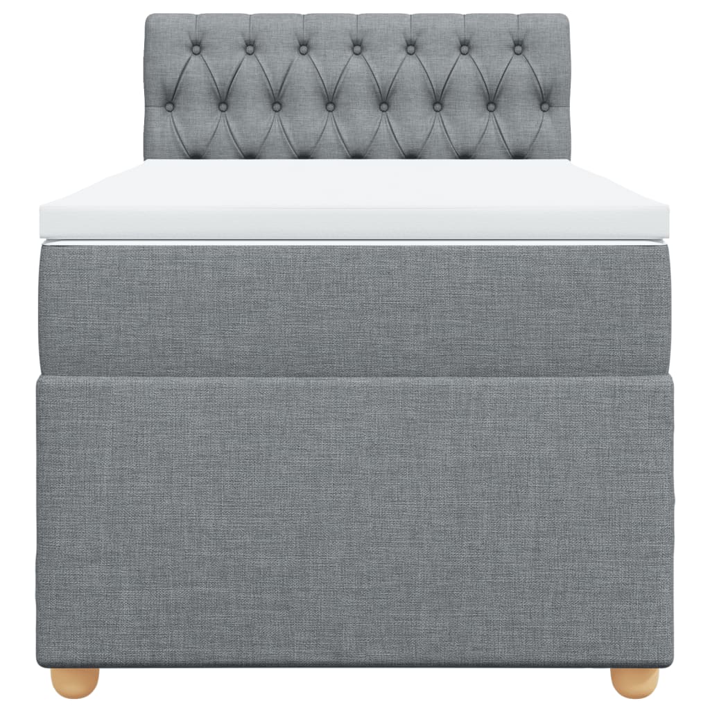 Κρεβάτι Boxspring με Στρώμα Ανοιχτό Γκρι 90x190 εκ. Υφασμάτινο - Pakobazaar