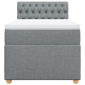 Κρεβάτι Boxspring με Στρώμα Ανοιχτό Γκρι 90x190 εκ. Υφασμάτινο - Pakobazaar