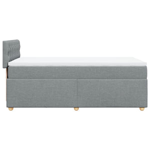 Κρεβάτι Boxspring με Στρώμα Ανοιχτό Γκρι 90x190 εκ. Υφασμάτινο - Pakobazaar