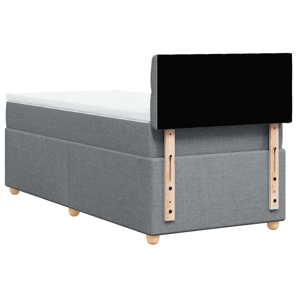 Κρεβάτι Boxspring με Στρώμα Ανοιχτό Γκρι 90x190 εκ. Υφασμάτινο - Pakobazaar