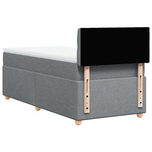 Κρεβάτι Boxspring με Στρώμα Ανοιχτό Γκρι 90x190 εκ. Υφασμάτινο - Pakobazaar