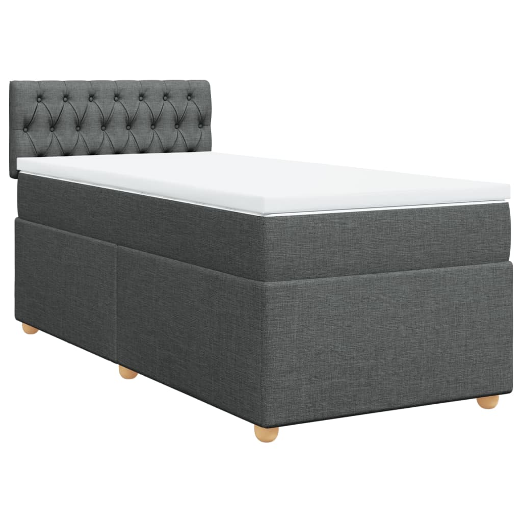 Κρεβάτι Boxspring με Στρώμα Σκούρο Γκρι 90x190 εκ. Υφασμάτινο - Pakobazaar