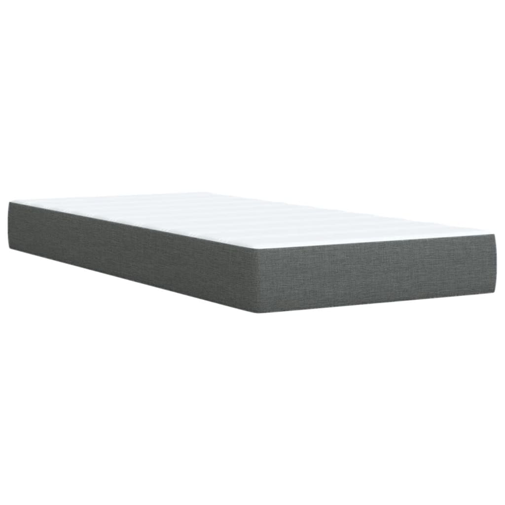 Κρεβάτι Boxspring με Στρώμα Σκούρο Γκρι 90x190 εκ. Υφασμάτινο - Pakobazaar
