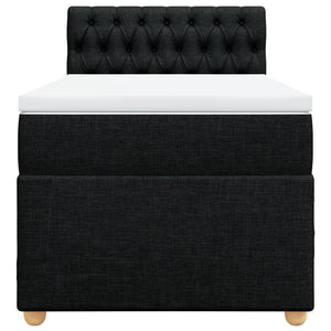 Κρεβάτι Boxspring με Στρώμα Μαύρο 90x190 εκ.Υφασμάτινο - Pakobazaar