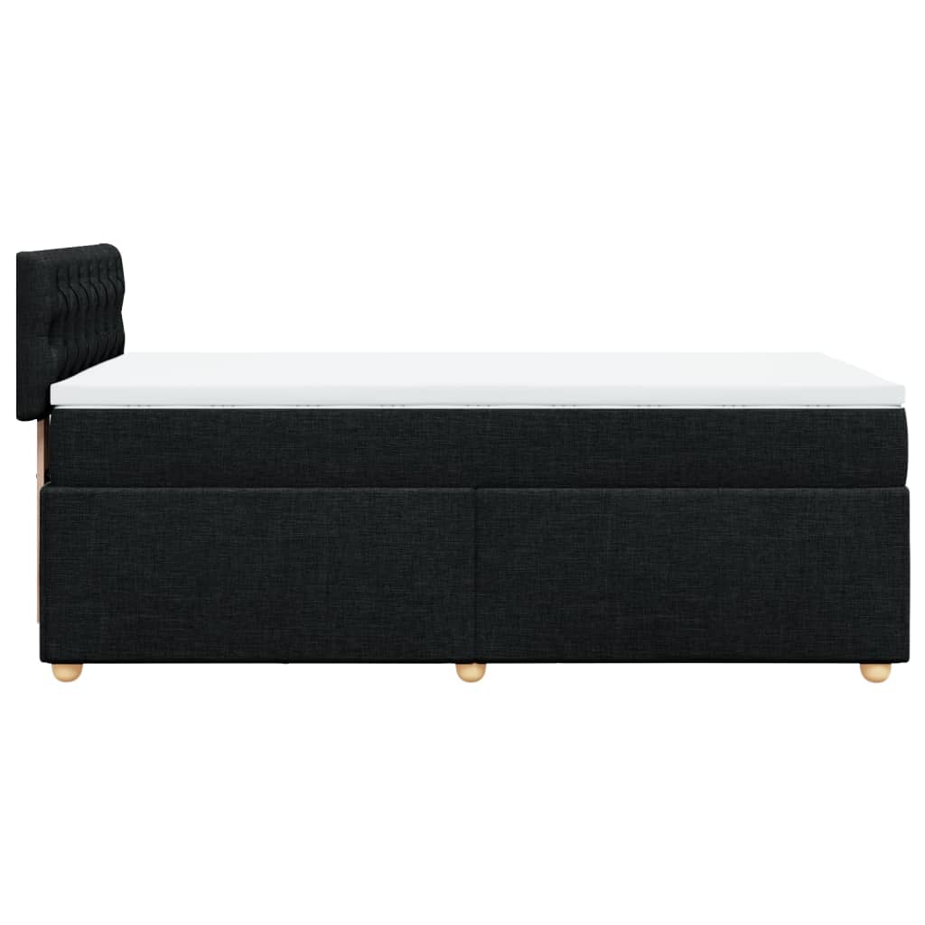 Κρεβάτι Boxspring με Στρώμα Μαύρο 90x190 εκ.Υφασμάτινο - Pakobazaar