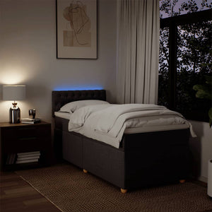 Κρεβάτι Boxspring με Στρώμα Σκούρο Καφέ 90x190 εκ. Υφασμάτινο - Pakobazaar