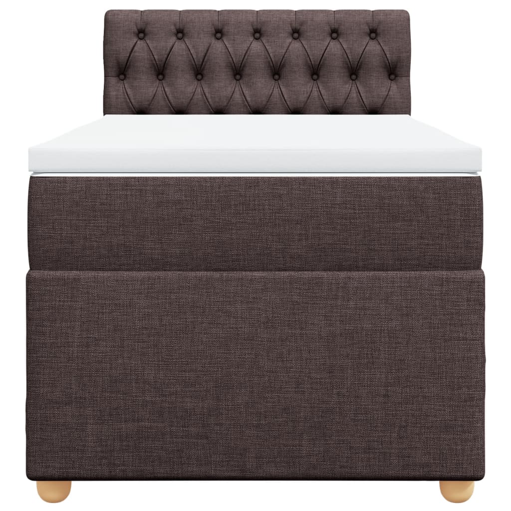 Κρεβάτι Boxspring με Στρώμα Σκούρο Καφέ 90x190 εκ. Υφασμάτινο - Pakobazaar