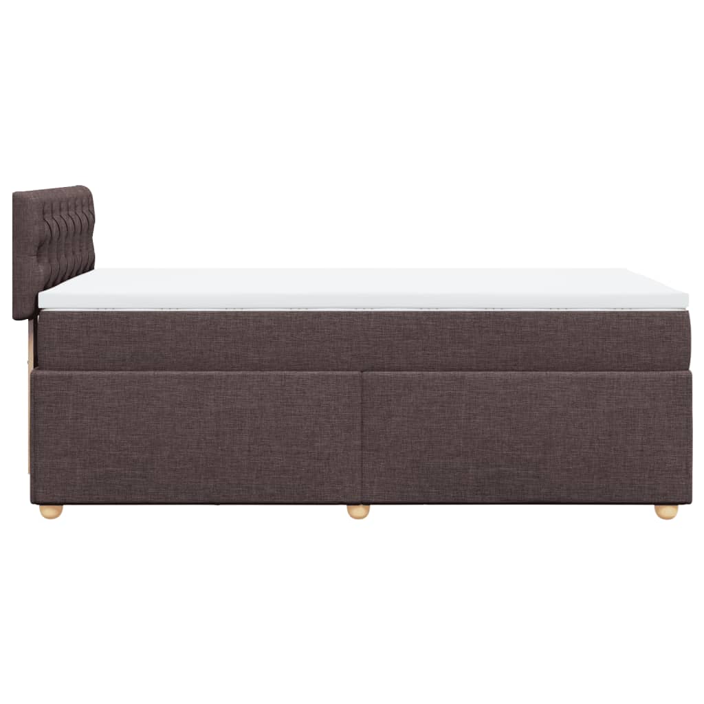 Κρεβάτι Boxspring με Στρώμα Σκούρο Καφέ 90x190 εκ. Υφασμάτινο - Pakobazaar