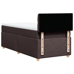 Κρεβάτι Boxspring με Στρώμα Σκούρο Καφέ 90x190 εκ. Υφασμάτινο - Pakobazaar