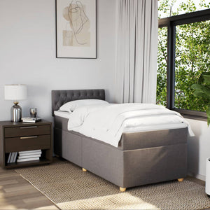 Κρεβάτι Boxspring με Στρώμα Taupe 90x190 εκ.Υφασμάτινο
