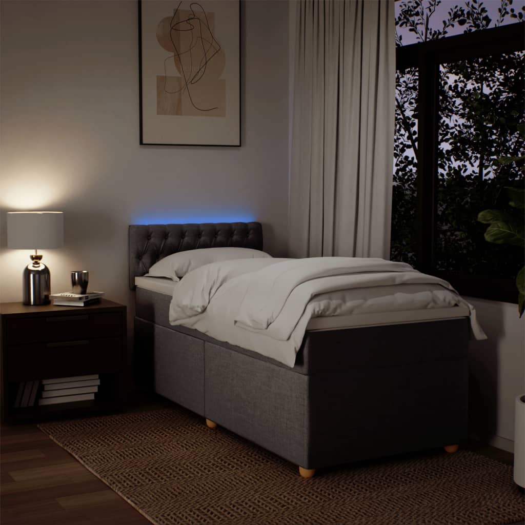 Κρεβάτι Boxspring με Στρώμα Taupe 90x190 εκ.Υφασμάτινο