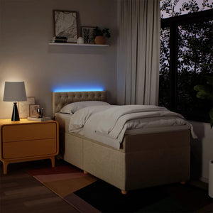 Κρεβάτι Boxspring με Στρώμα Κρεμ 90x190 εκ.Υφασμάτινο