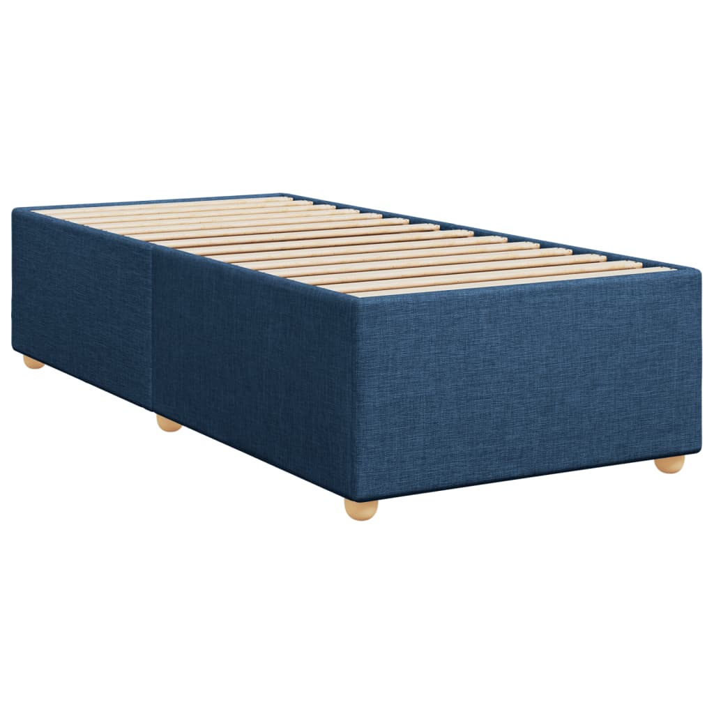 Κρεβάτι Boxspring με Στρώμα Μπλε 90x190 εκ.Υφασμάτινο - Pakobazaar