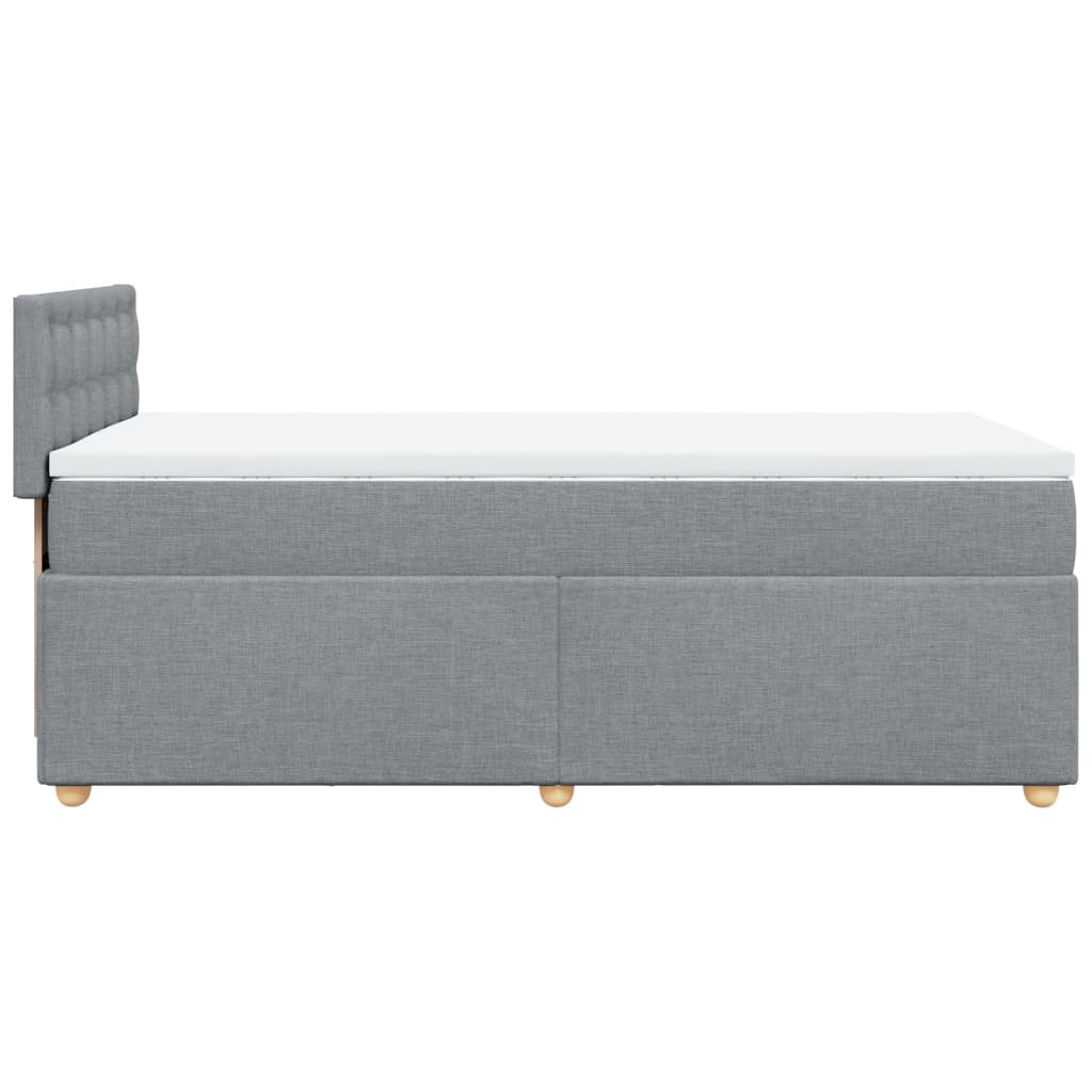Κρεβάτι Boxspring με Στρώμα Ανοιχτό Γκρι 90x190 εκ. Υφασμάτινο - Pakobazaar