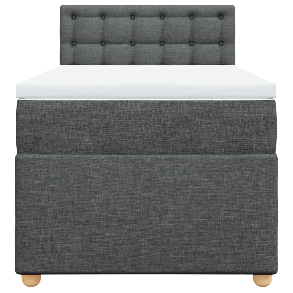 Κρεβάτι Boxspring με Στρώμα Σκούρο Γκρι 90x190 εκ. Υφασμάτινο - Pakobazaar