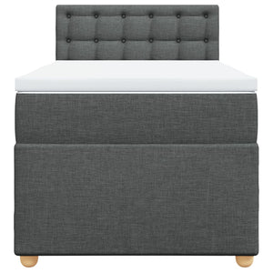 Κρεβάτι Boxspring με Στρώμα Σκούρο Γκρι 90x190 εκ. Υφασμάτινο - Pakobazaar