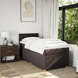 Κρεβάτι Boxspring με Στρώμα Σκούρο Καφέ 90x190 εκ. Υφασμάτινο