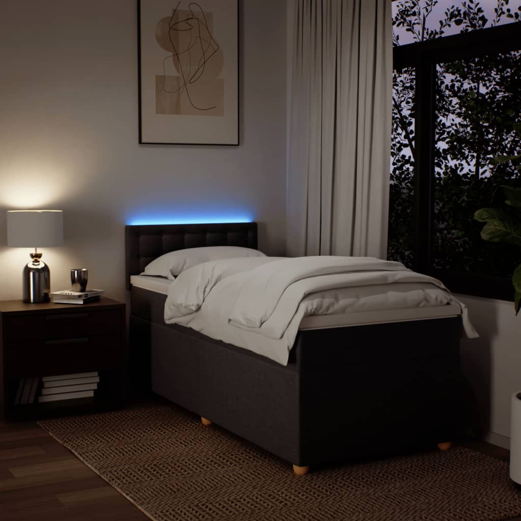 Κρεβάτι Boxspring με Στρώμα Σκούρο Καφέ 90x190 εκ. Υφασμάτινο