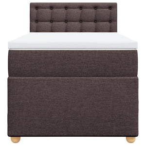 Κρεβάτι Boxspring με Στρώμα Σκούρο Καφέ 90x190 εκ. Υφασμάτινο