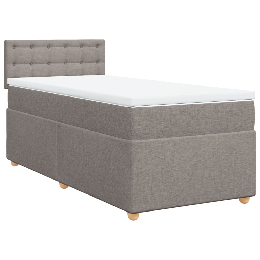 Κρεβάτι Boxspring με Στρώμα Taupe 90x190 εκ.Υφασμάτινο