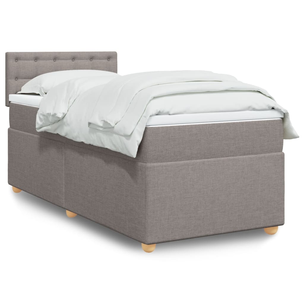 Κρεβάτι Boxspring με Στρώμα Taupe 90x190 εκ.Υφασμάτινο