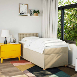Κρεβάτι Boxspring με Στρώμα Κρεμ 90x190 εκ.Υφασμάτινο