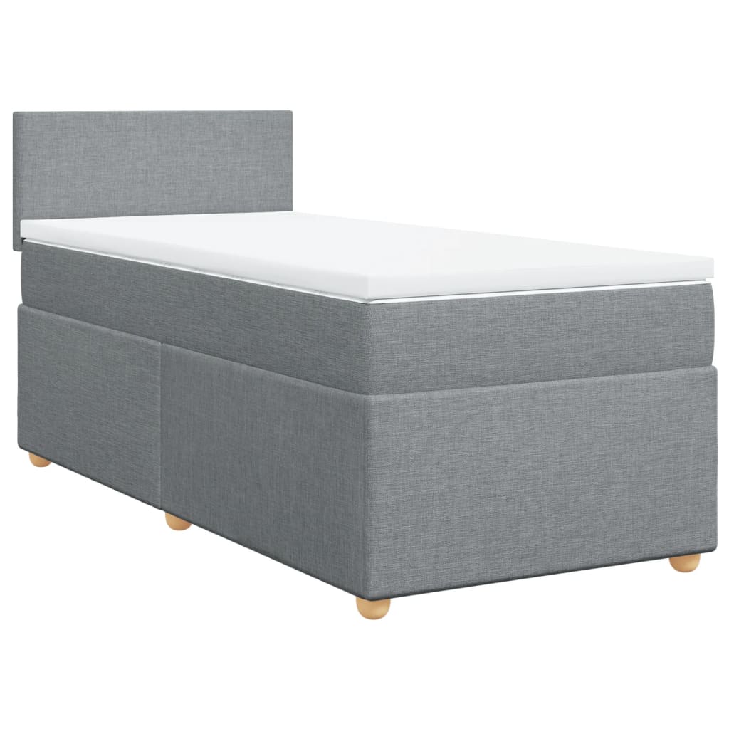Κρεβάτι Boxspring με Στρώμα Ανοιχτό Γκρι 90x200 εκ. Υφασμάτινο - Pakobazaar