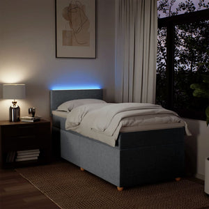 Κρεβάτι Boxspring με Στρώμα Ανοιχτό Γκρι 90x200 εκ. Υφασμάτινο - Pakobazaar