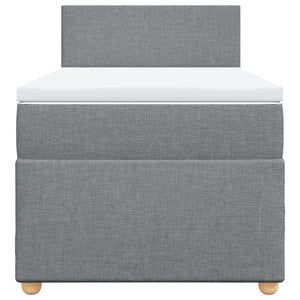 Κρεβάτι Boxspring με Στρώμα Ανοιχτό Γκρι 90x200 εκ. Υφασμάτινο - Pakobazaar