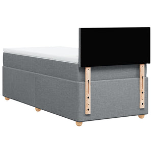Κρεβάτι Boxspring με Στρώμα Ανοιχτό Γκρι 90x200 εκ. Υφασμάτινο - Pakobazaar