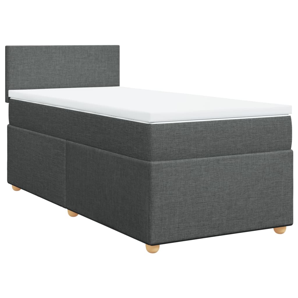 Κρεβάτι Boxspring με Στρώμα Σκούρο Γκρι 90x200 εκ. Υφασμάτινο - Pakobazaar