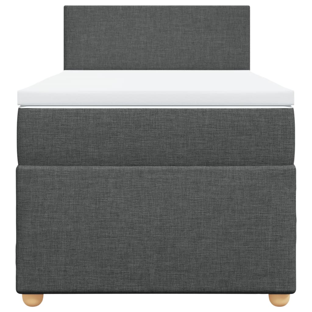 Κρεβάτι Boxspring με Στρώμα Σκούρο Γκρι 90x200 εκ. Υφασμάτινο - Pakobazaar
