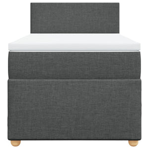 Κρεβάτι Boxspring με Στρώμα Σκούρο Γκρι 90x200 εκ. Υφασμάτινο - Pakobazaar