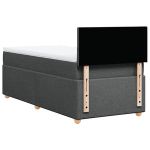 Κρεβάτι Boxspring με Στρώμα Σκούρο Γκρι 90x200 εκ. Υφασμάτινο - Pakobazaar