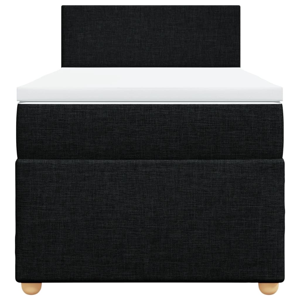 Κρεβάτι Boxspring με Στρώμα Μαύρο 90x200 εκ. Υφασμάτινο - Pakobazaar