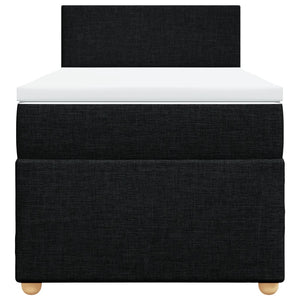 Κρεβάτι Boxspring με Στρώμα Μαύρο 90x200 εκ. Υφασμάτινο - Pakobazaar