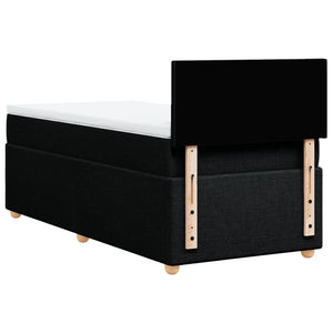 Κρεβάτι Boxspring με Στρώμα Μαύρο 90x200 εκ. Υφασμάτινο - Pakobazaar