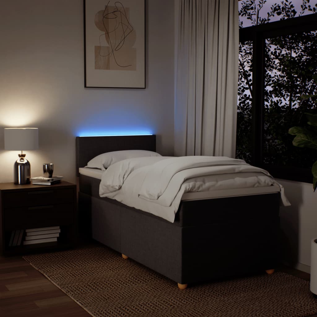 Κρεβάτι Boxspring με Στρώμα Σκούρο Καφέ 90x200 εκ. Υφασμάτινο