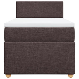 Κρεβάτι Boxspring με Στρώμα Σκούρο Καφέ 90x200 εκ. Υφασμάτινο