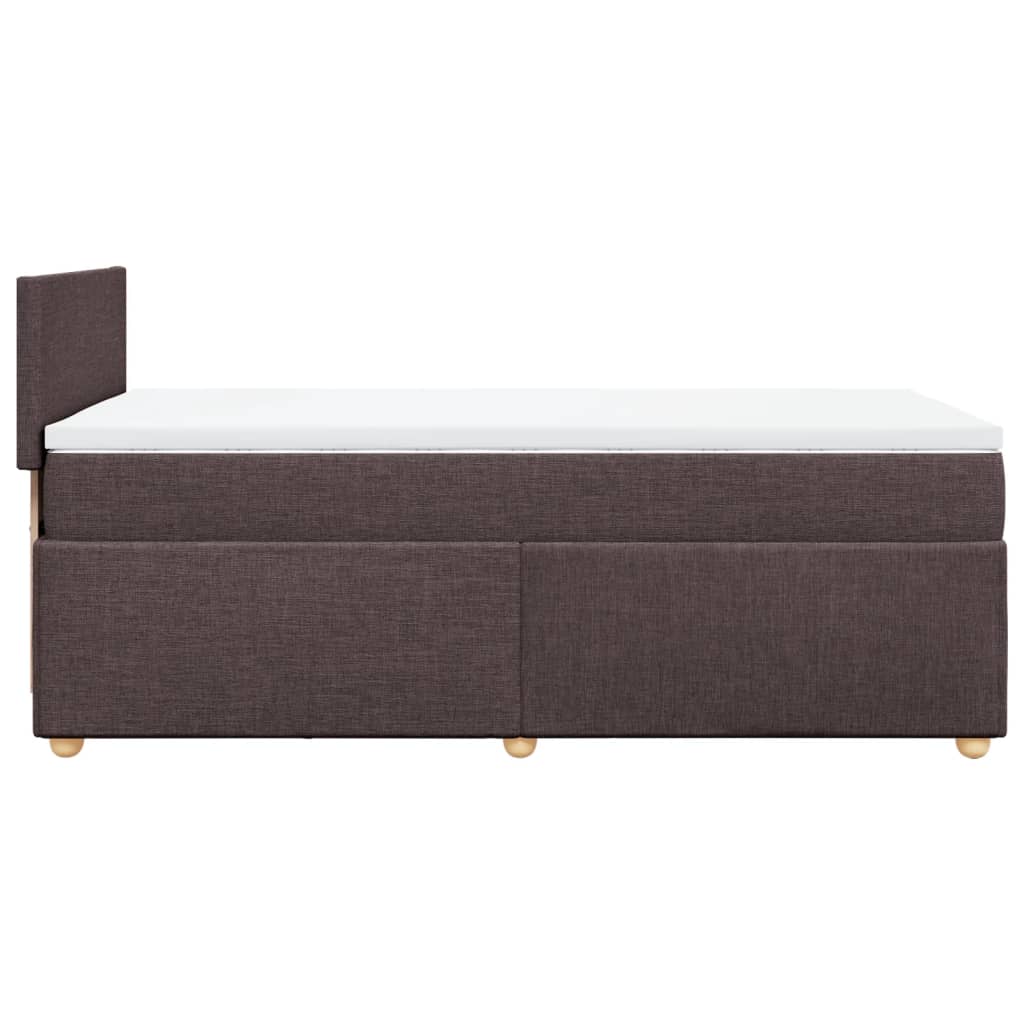 Κρεβάτι Boxspring με Στρώμα Σκούρο Καφέ 90x200 εκ. Υφασμάτινο